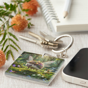 Hedgehog Fairy Whimsical Fantasy Key Ring