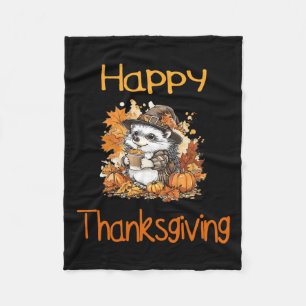 Hedgehog Fall Thanksgiving Happy Thanksgiving  Fleece Blanket