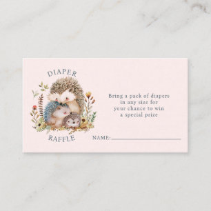Hedgehog Family Baby Shower Pink Diaper Raffle Enclosure Card