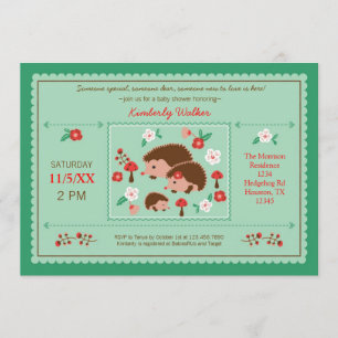 Hedgehog Family Unisex Baby Shower Invitation