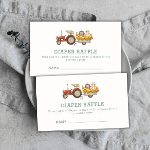 Hedgehog Farm Tractor Diaper Raffle Baby Shower  Enclosure Card