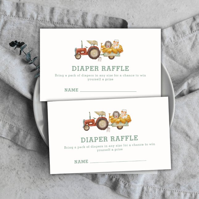 Hedgehog Farm Tractor Diaper Raffle Baby Shower  Enclosure Card (Hedgehog Farm Tractor Diaper Raffle Baby Shower Enclosure Card)