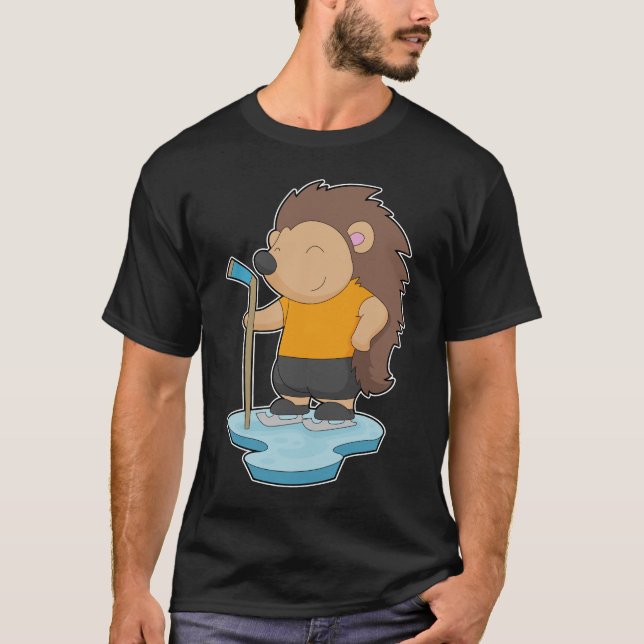Hedgehog Field hockey Hockey stick Sports T-Shirt (Front)