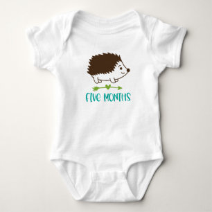 Hedgehog Five Month Milestone Baby Bodysuit