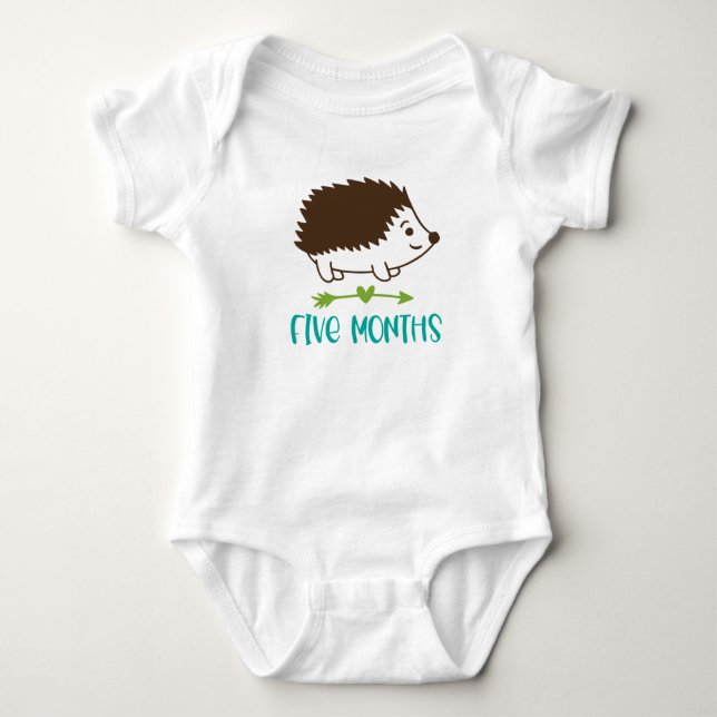 Hedgehog Five Month Milestone Baby Bodysuit (Front)