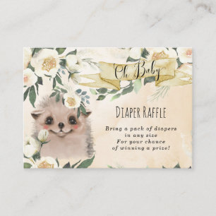 hedgehog floral baby Diaper Raffle enclosure card
