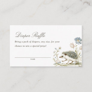 Hedgehog Floral Cottage Diaper Raffle Enclosure Card