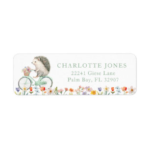 Hedgehog Floral Return Address Label – Spring Cute