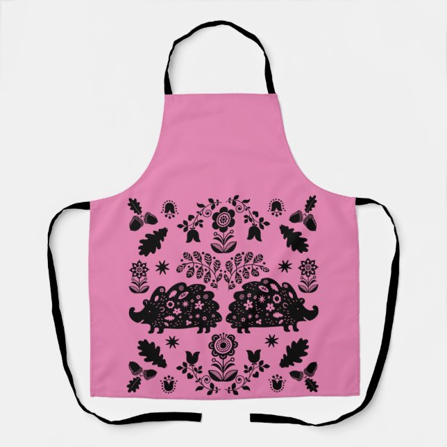 Hedgehog Folk Art Apron (Front)