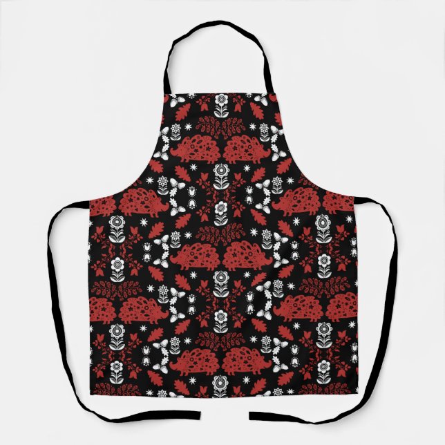 Hedgehog Folk Art Apron (Front)