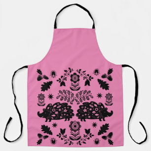 Hedgehog Folk Art Apron