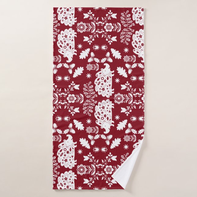 Hedgehog Folk Art Bath Towel (Bath Towel)