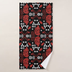 Hedgehog Folk Art Bath Towel