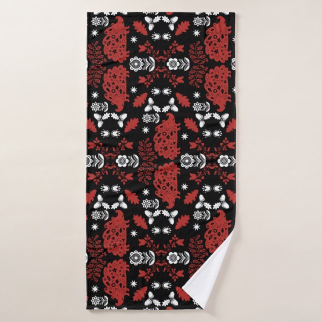 Hedgehog Folk Art Bath Towel (Bath Towel)