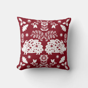 Hedgehog Folk Art Cushion
