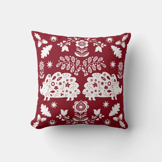 Hedgehog Folk Art Cushion (Front)
