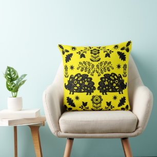 Hedgehog Folk Art Cushion