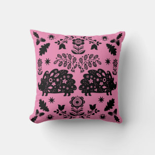 Hedgehog Folk Art Cushion