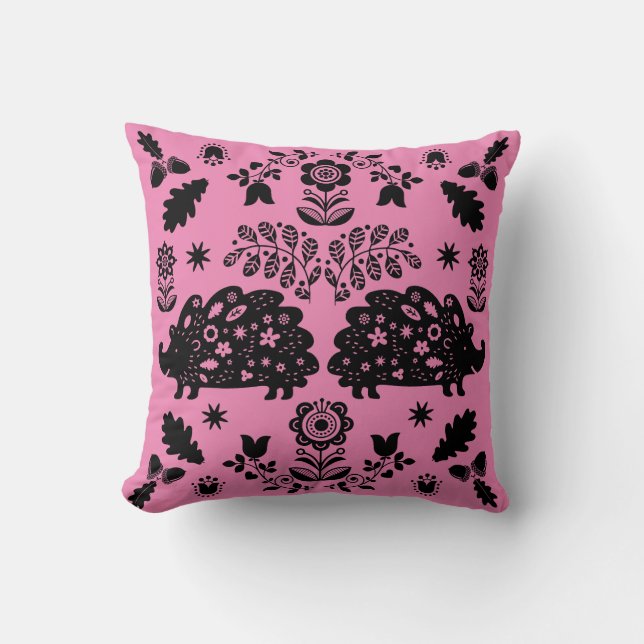 Hedgehog Folk Art Cushion (Front)