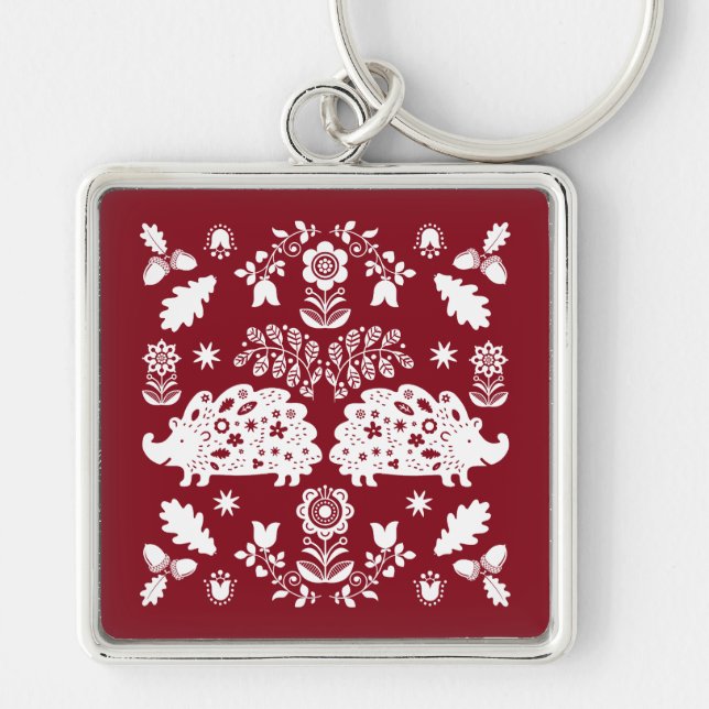 Hedgehog Folk Art Key Ring (Front)