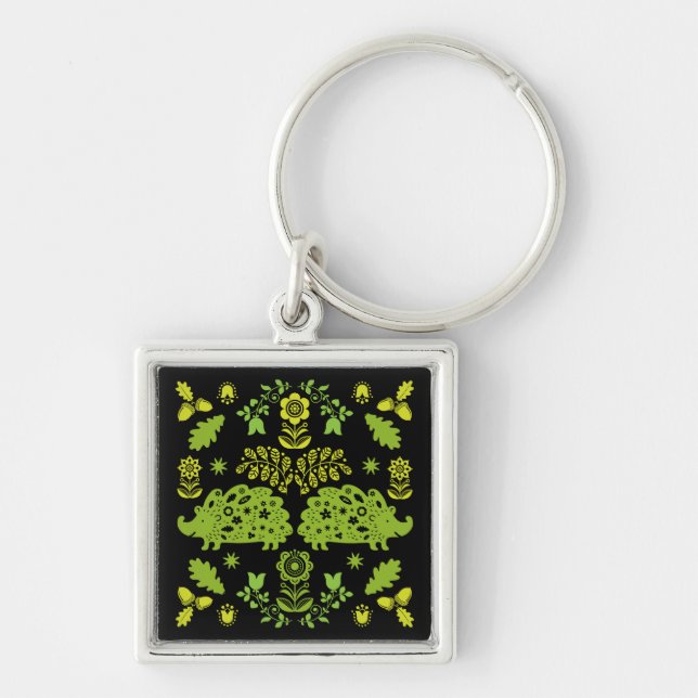 Hedgehog Folk Art Key Ring (Front)