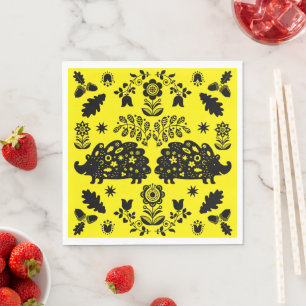 Hedgehog Folk Art Napkin