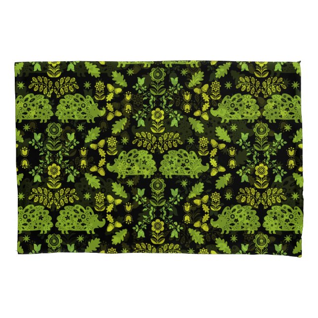 Hedgehog Folk Art Pillowcase (Front-Left)