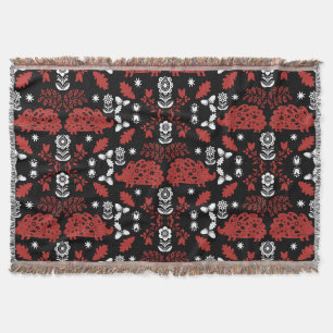 Hedgehog Folk Art Throw Blanket