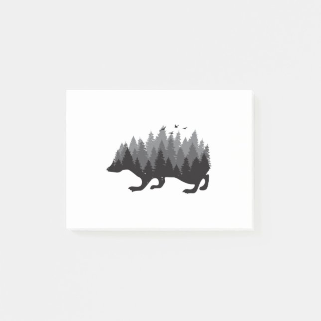 Hedgehog Forest Grey Colour Design Post-it Notes (Front)