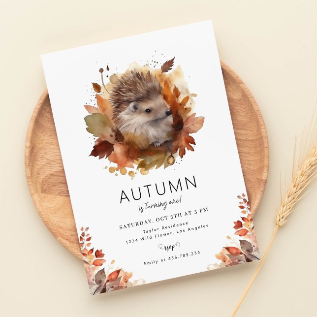 Hedgehog Forest Woodland Autumn Birthday Invitation (Creator Uploaded)