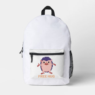 hedgehog free hug printed backpack