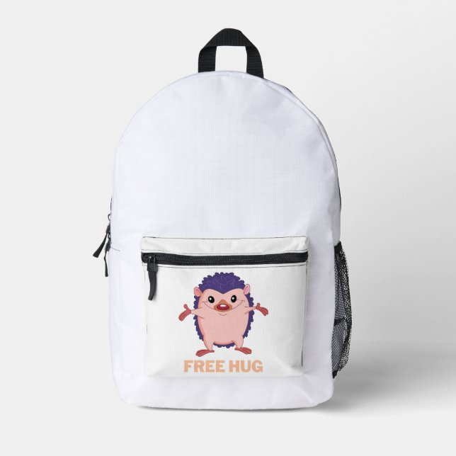 hedgehog free hug printed backpack (Front)