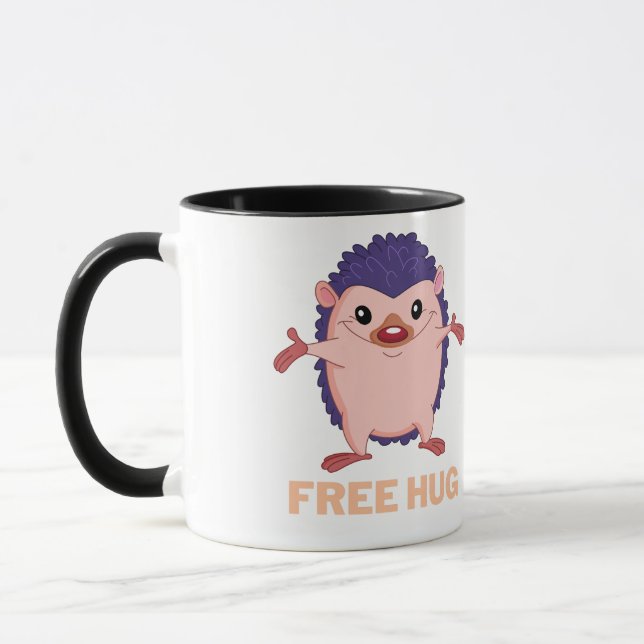 hedgehog, free hugs mug (Left)