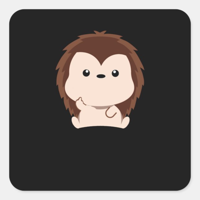 Hedgehog Gift Cartoon Middle Finger Funny Animals Square Sticker (Front)