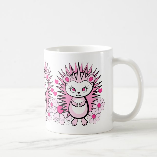 Hedgehog Girly Cute Pink Coffee Mug (Right)