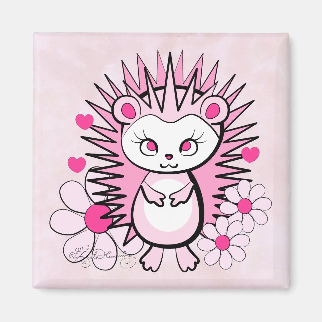 Hedgehog Girly Cute Pink Magnet (Front)
