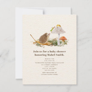 Hedgehog Grasshopper Mushroom Balloon Boy Baby Invitation