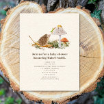 Hedgehog Grasshopper Mushroom Woodland Baby Shower Invitation<br><div class="desc">Nature storybook page inspired baby shower invitation featuring illustration of a hedgehog sitting on a leaf in the grass with two mushrooms.  Grasshopper stares down at hedgehog from one of the mushrooms.</div>