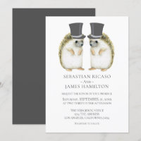 Hedgehog Grooms Gay Cute Wedding Personalised