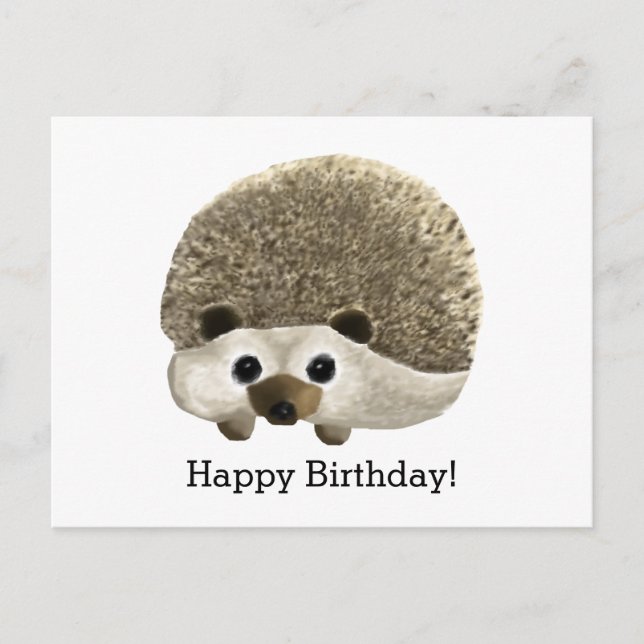 Hedgehog Happy Birthday Postcard (Front)