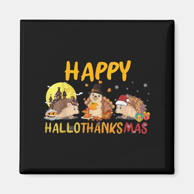 Hedgehog Happy Fall Autumn Christmas Halloween Tha Magnet (Front)