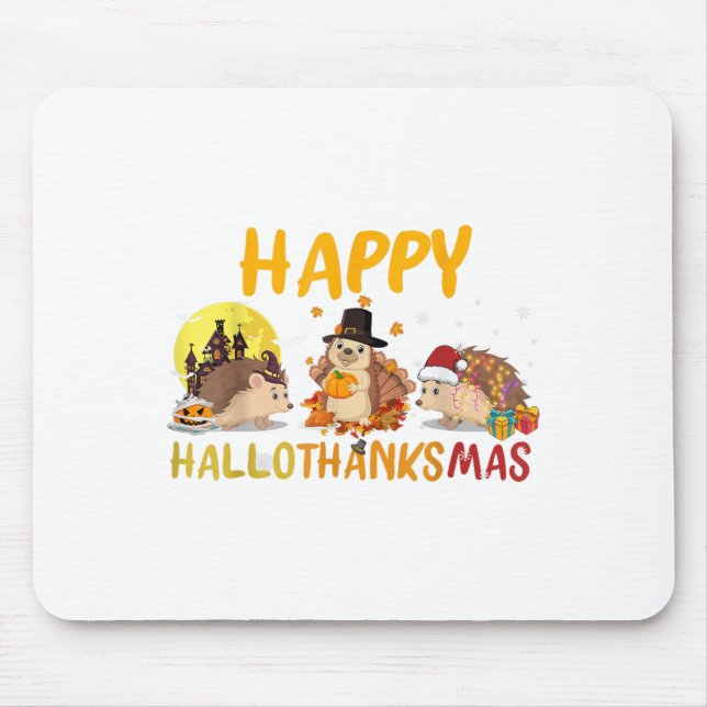 Hedgehog Happy Fall Autumn Christmas Halloween Tha Mouse Mat (Front)