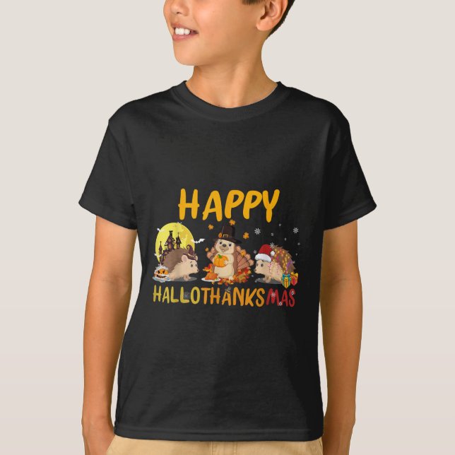Hedgehog Happy Fall Autumn Christmas Halloween Tha T-Shirt (Front)