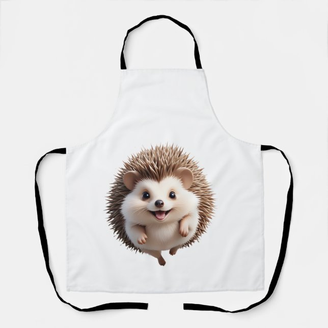 Hedgehog Happy Playful Fun Jumping In The Air Joy Apron (Front)