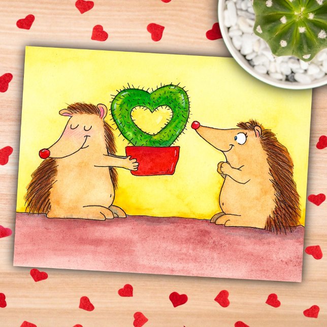 Hedgehog Heart Cactus postcard by Nicole Janes (Creator Uploaded)