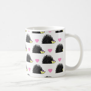 Hedgehog Heart Pattern White Coffee Mug