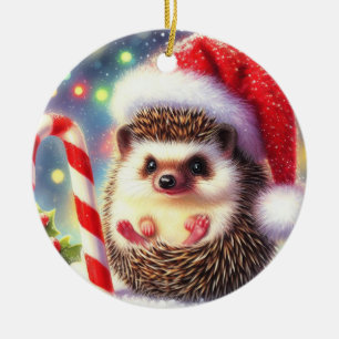 Hedgehog Holiday Hedgie Christmas Ceramic Tree Decoration