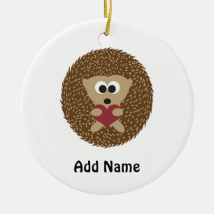Hedgehog Hugging Heart Ceramic Tree Decoration