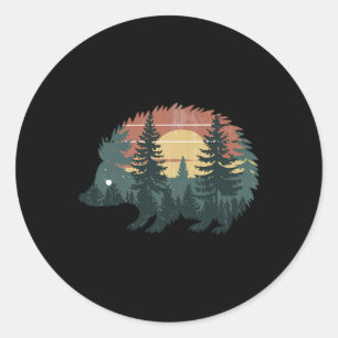 Hedgehog Hunting Hiking Outdoor Camping Forest Men Classic Round Sticker