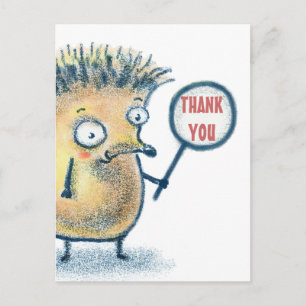 Hedgehog Illustration Kids Thank You Postcard